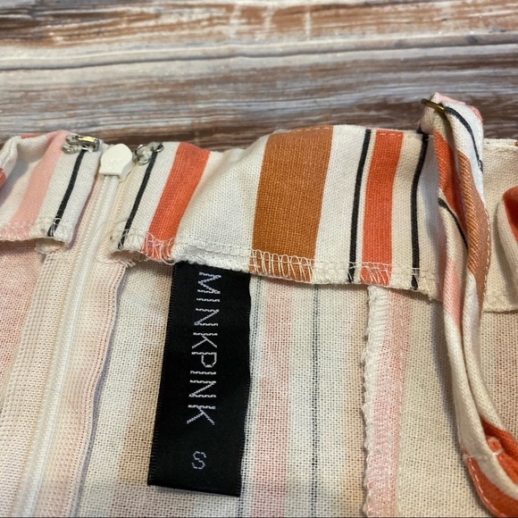 Minkpink Barbados Linen Blend Striped Sleeveless Mini Dress Multicolor Sz Small - Picture 8 of 10